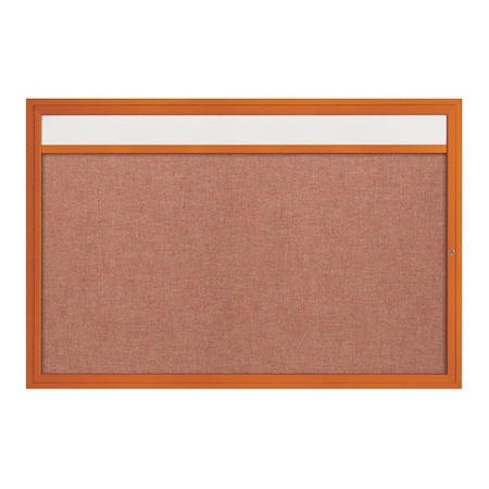 Slim Enclosed Corkboard, 36x36, Satin Alum Frame/Keylime